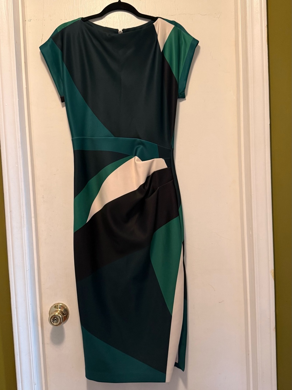 Donna Karan Green Geometric MIDI Dress 2